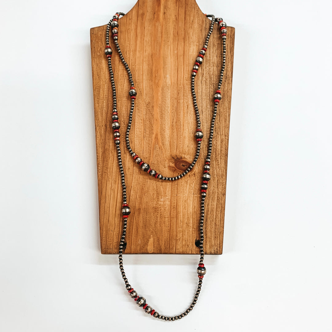 Navajo | Navajo Handmade Sterling Silver Navajo Pearl Necklace with Coral Spacer Beads - Giddy Up Glamour Boutique