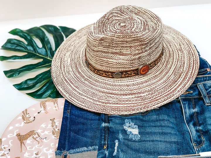 Charlie 1 Horse | Prowlin' Round Stiff Brim Straw Hat with Leopard Band and Concho Studs - Giddy Up Glamour Boutique
