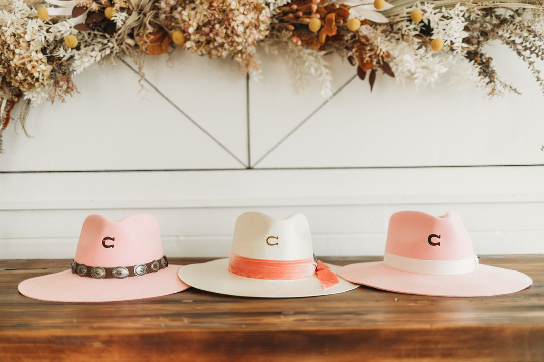 Charlie 1 Horse | Only Prettier Straw Hat with Pink Velvet Ribbon Band and Barbosa Oval Concho Pin - Giddy Up Glamour Boutique