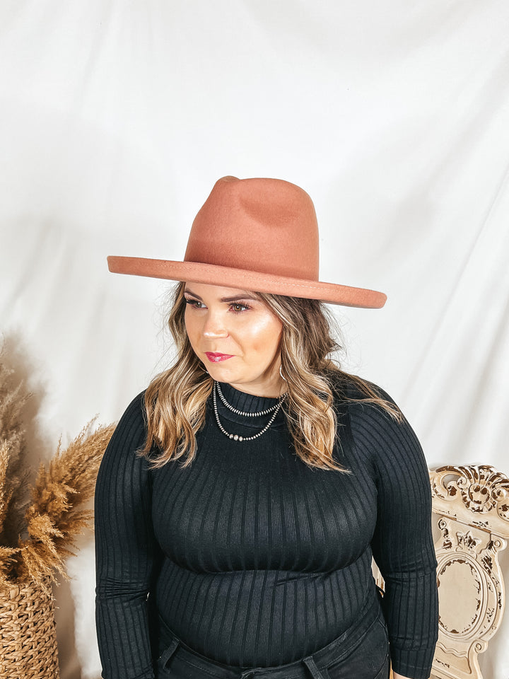 GiGi Pip | Cara Loren Pencil Brim Wool Felt Hat in Dusty Pink - Giddy Up Glamour Boutique