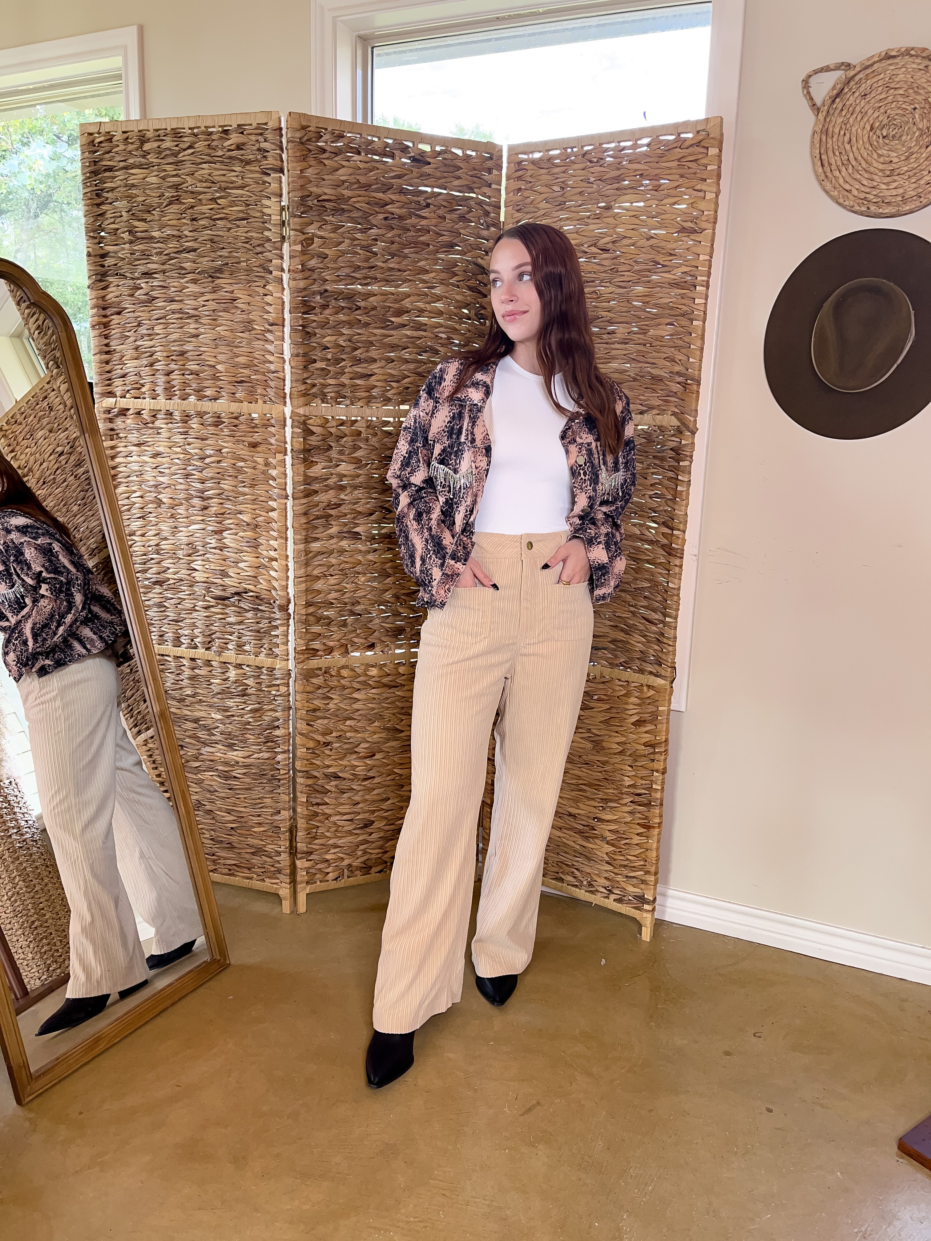 Favorable Day Wide Leg Corduroy Pants in Beige - Giddy Up Glamour Boutique