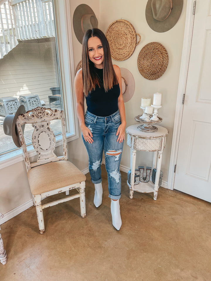 Chill With Me Ribbed Tank Top Body Suit in Black - Giddy Up Glamour Boutique