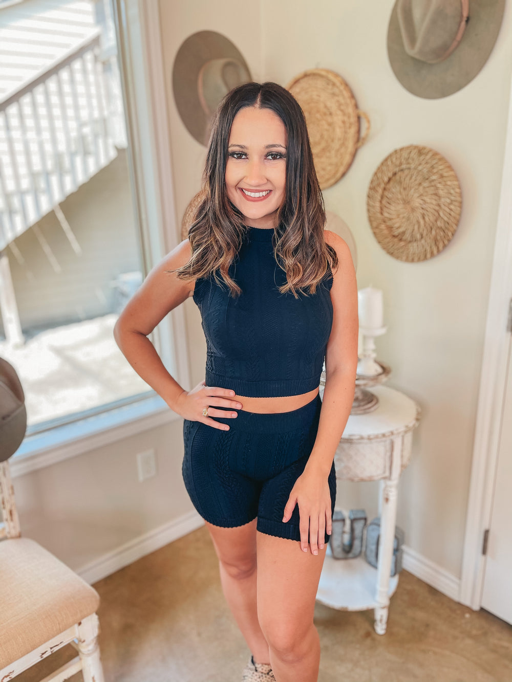 Making the Rules Jacquard Print Tank Crop Top in Black - Giddy Up Glamour Boutique