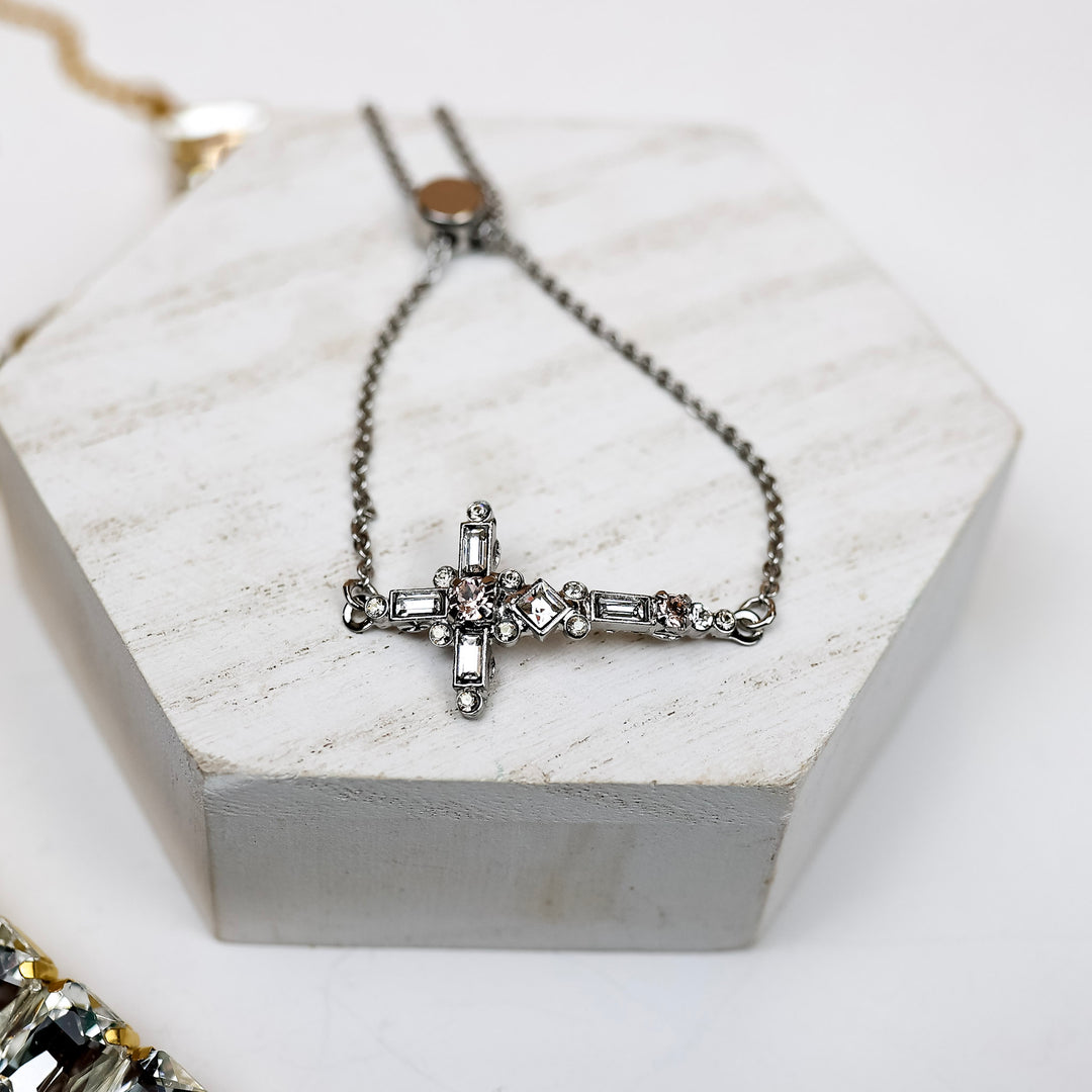 Sorrelli | Venezia Slider Bracelet in Palladium Silver Tone and Snow Bunny - Giddy Up Glamour Boutique