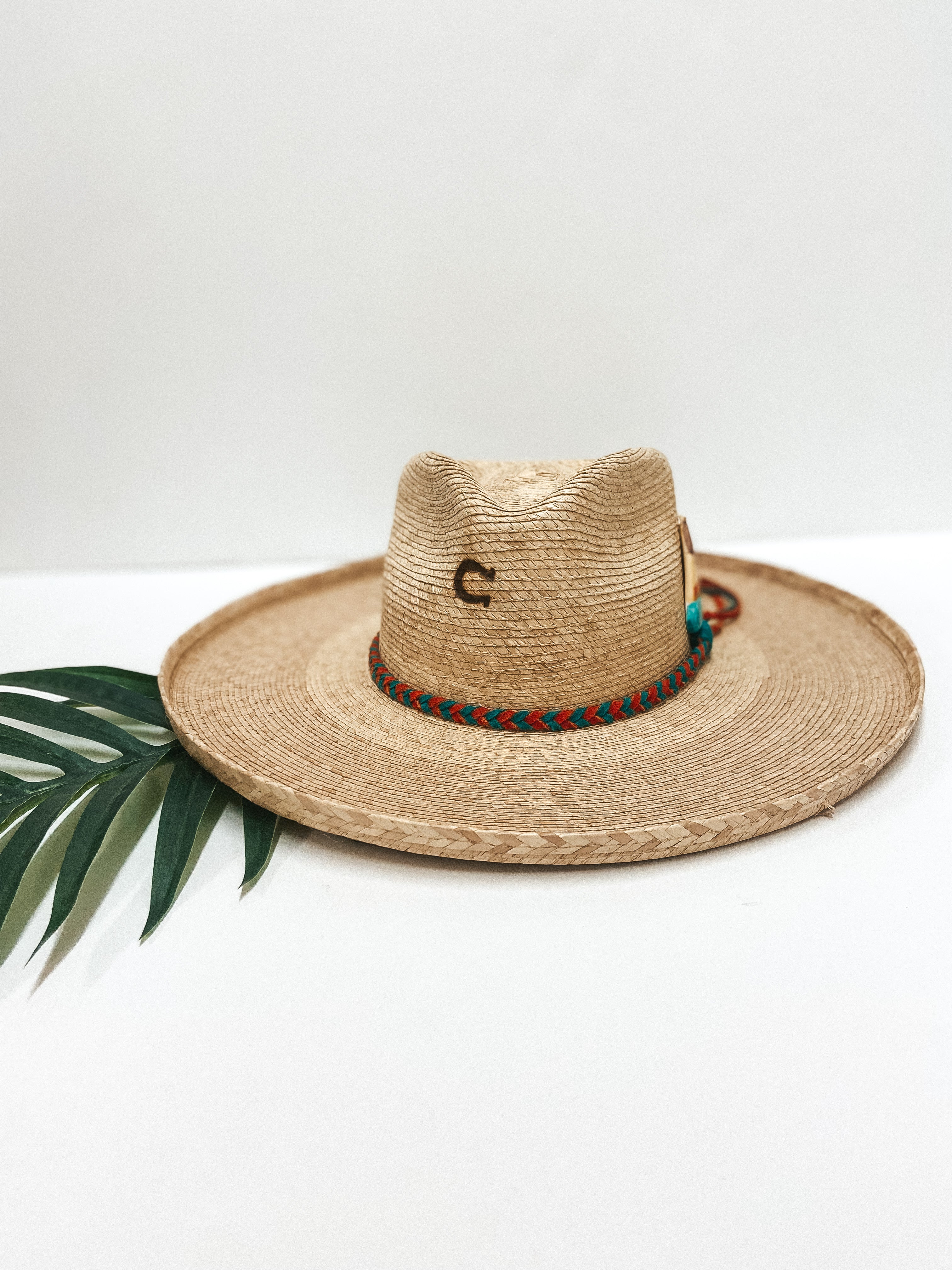 Charlie 1 Horse | Teepee Creepin' Palm Leaf Hat with Leather Braided Band and Teepee Concho - Giddy Up Glamour Boutique
