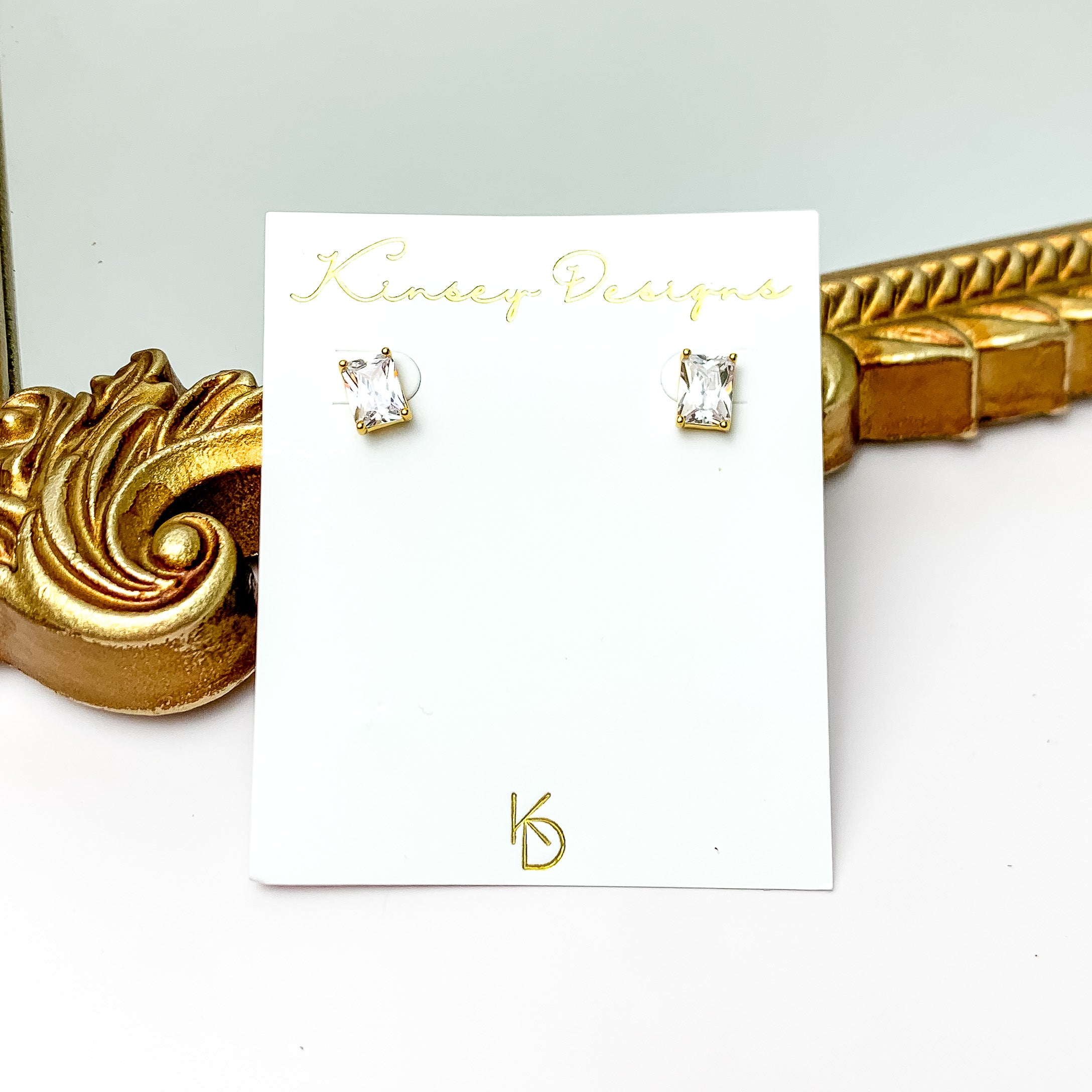 Kinsey Designs | Prism Stud Gold Earrings with CZ Crystals - Giddy Up Glamour Boutique