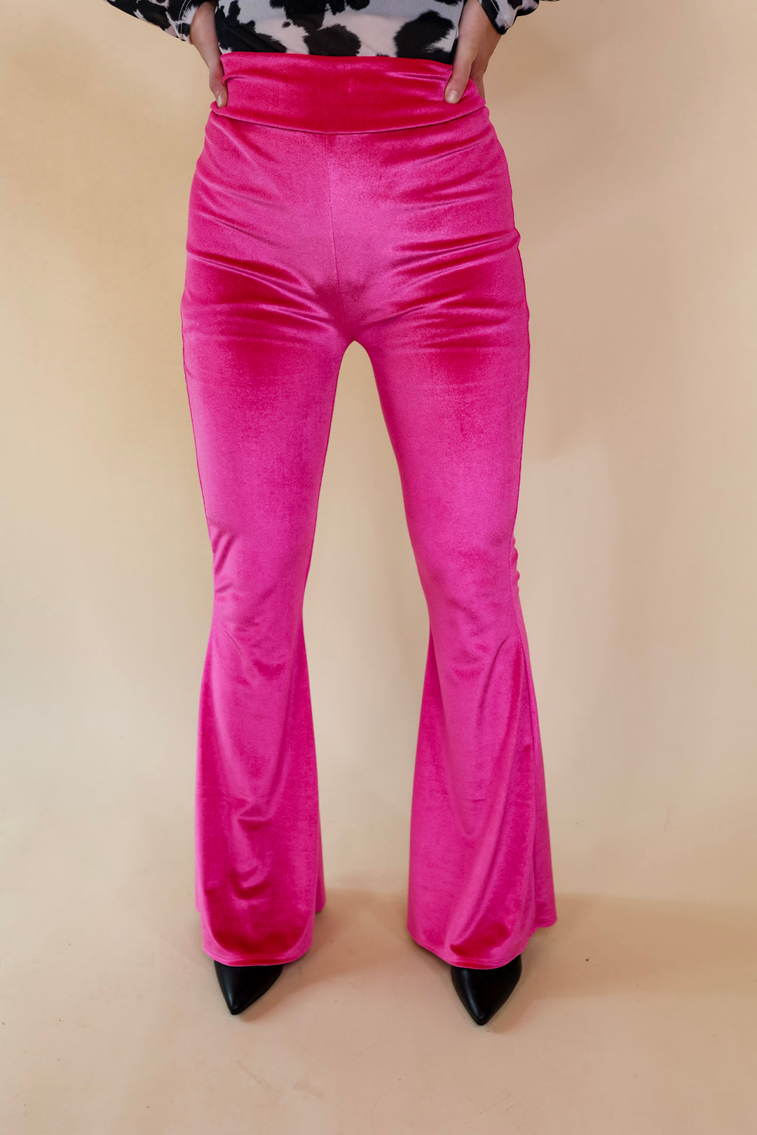 Luxe Standard Velvet Bell Bottom Pants in Hot Pink - Giddy Up Glamour Boutique