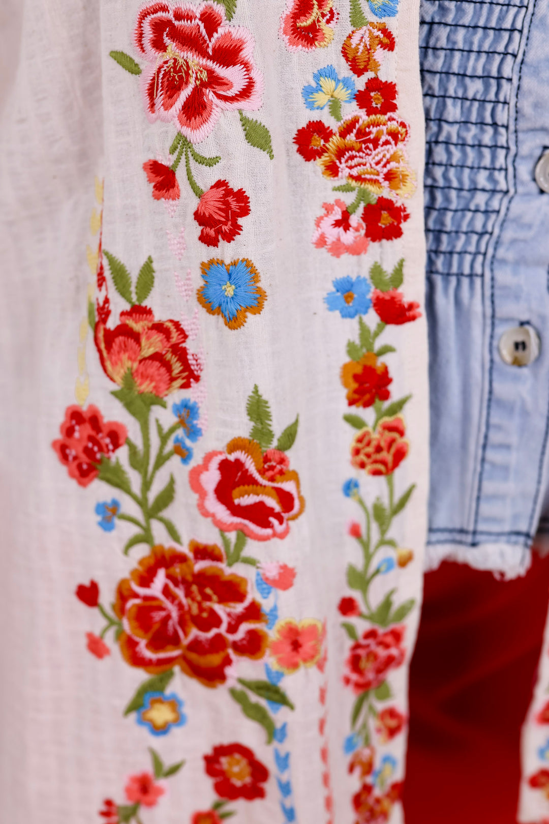 Enchanting Escapes Floral Embroidered 3/4 Sleeve Kimono in Ivory - Giddy Up Glamour Boutique