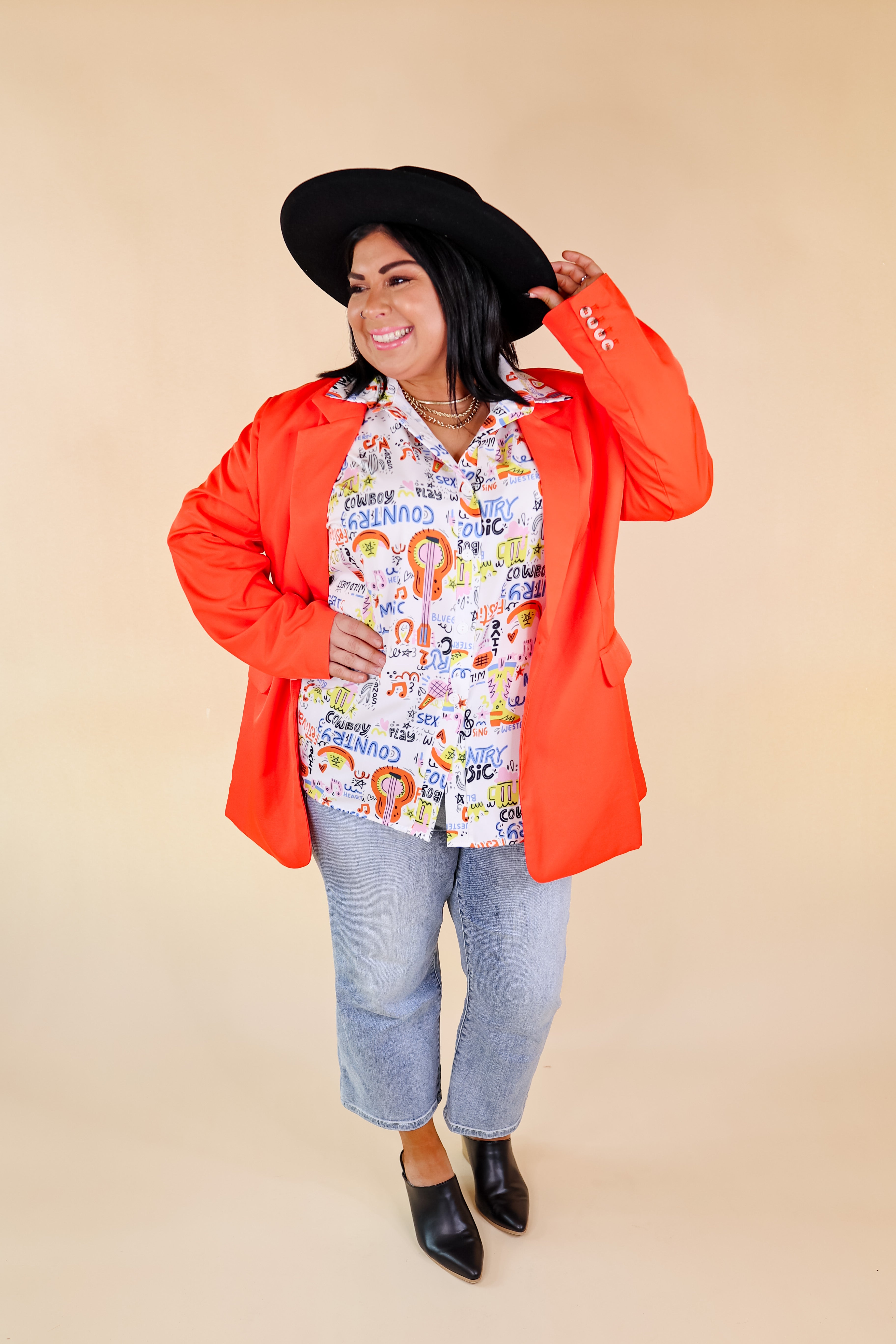 Expect First Class Long Sleeve Blazer in Bright Orange - Giddy Up Glamour Boutique