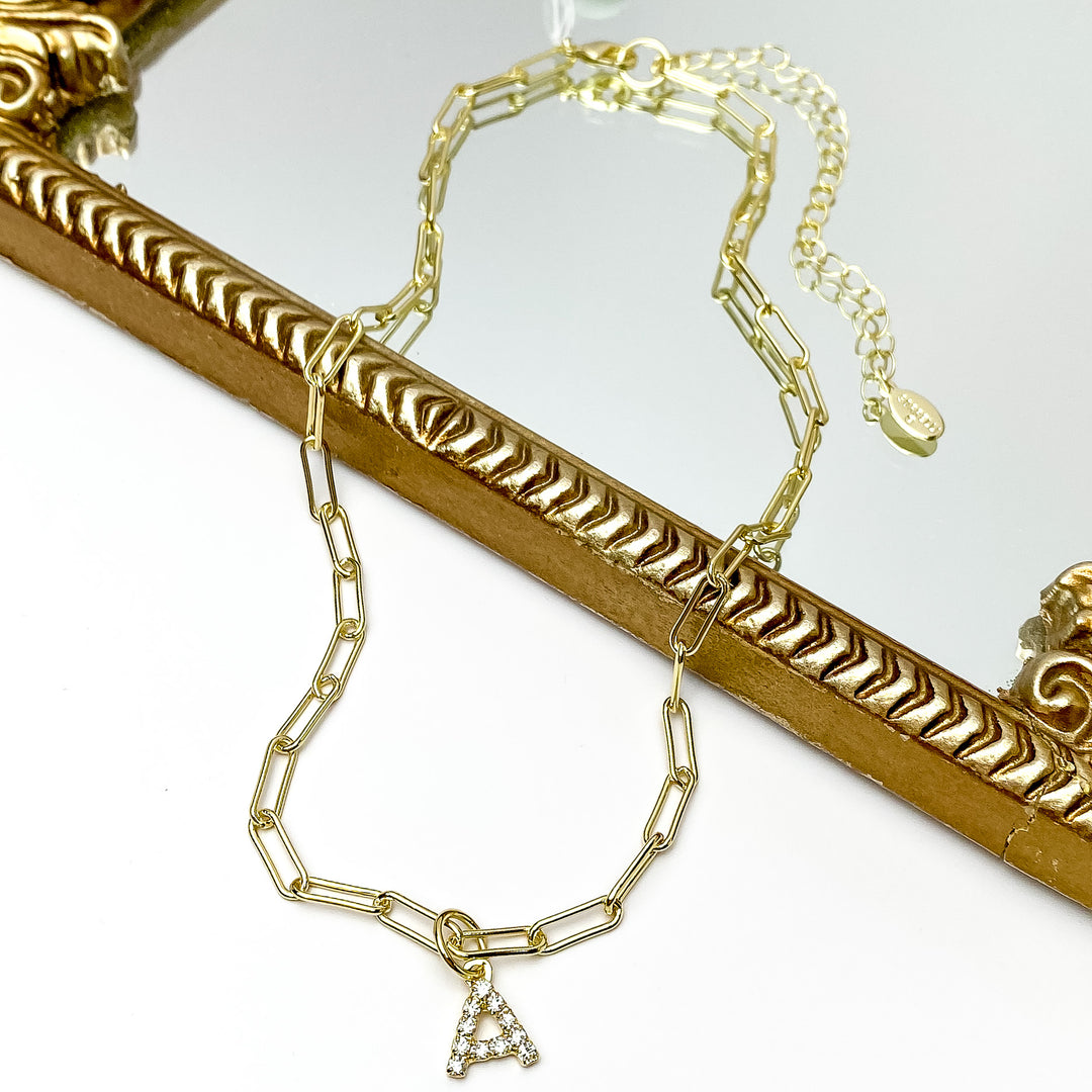 Sorrelli | Initial Pendant Necklace in Bright Gold Tone and Crystal - Giddy Up Glamour Boutique