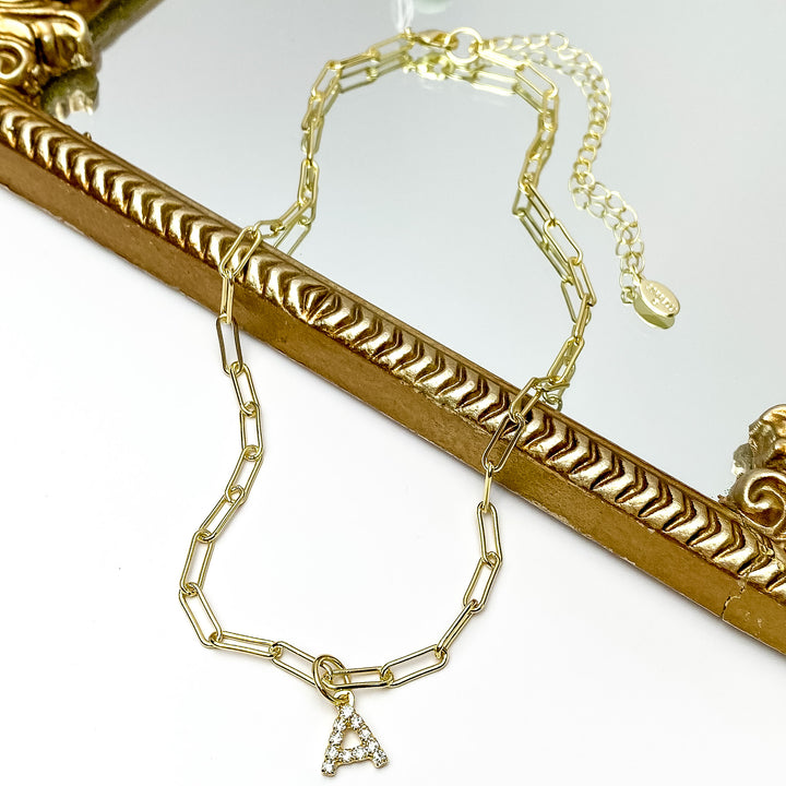 Sorrelli | Initial Pendant Necklace in Bright Gold Tone and Crystal - Giddy Up Glamour Boutique