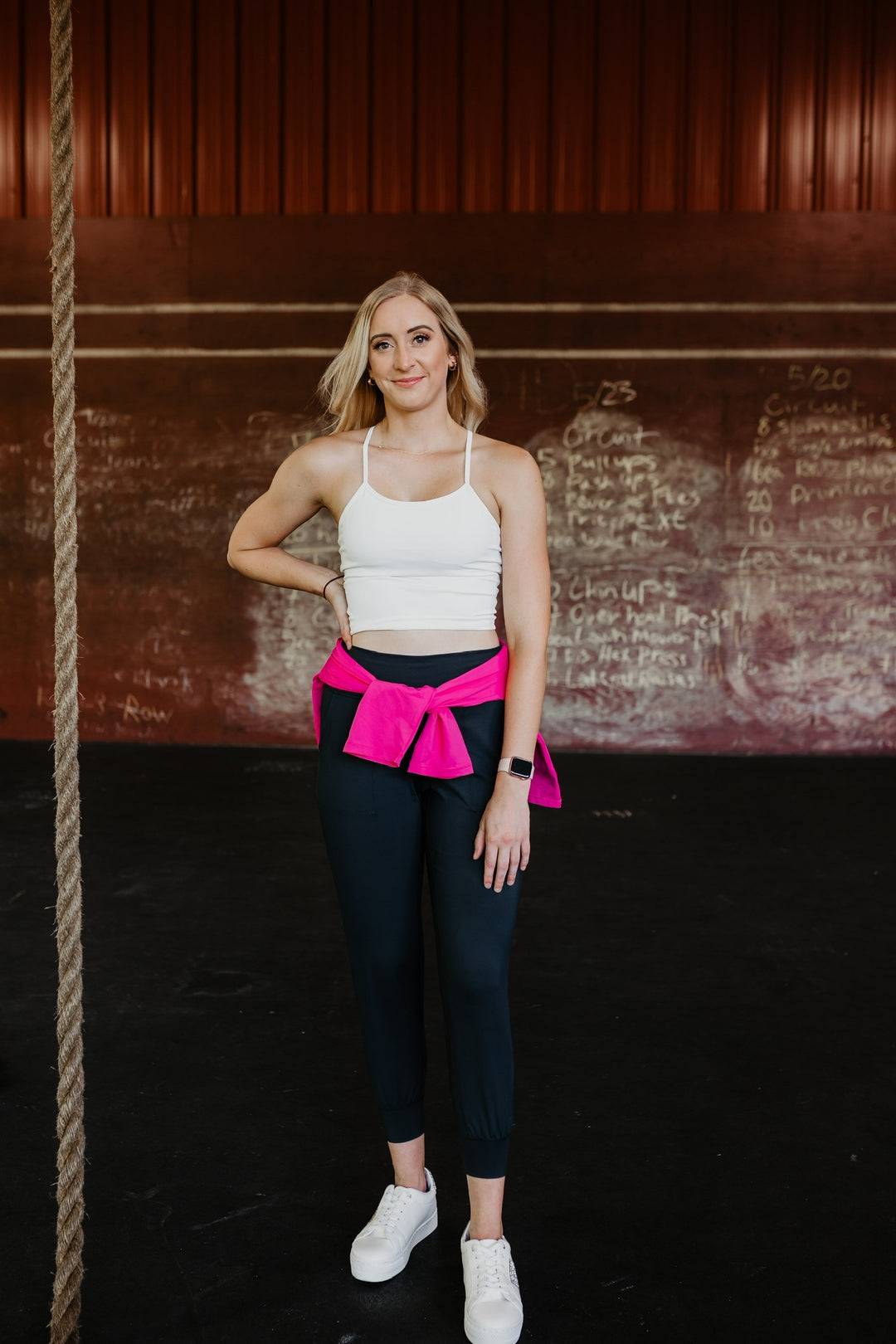 Lit & Fit Spaghetti Strap Sports Bra in Off White - Giddy Up Glamour Boutique