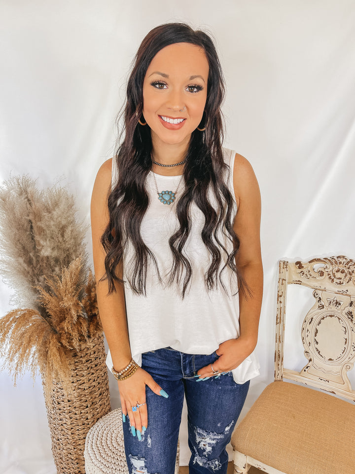 Give Me Joy Solid Knit A-Line Tank Top in Ivory - Giddy Up Glamour Boutique