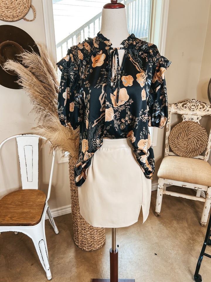 All the Buzz Faux Leather Side Slit Mini Skirt in Cream - Giddy Up Glamour Boutique