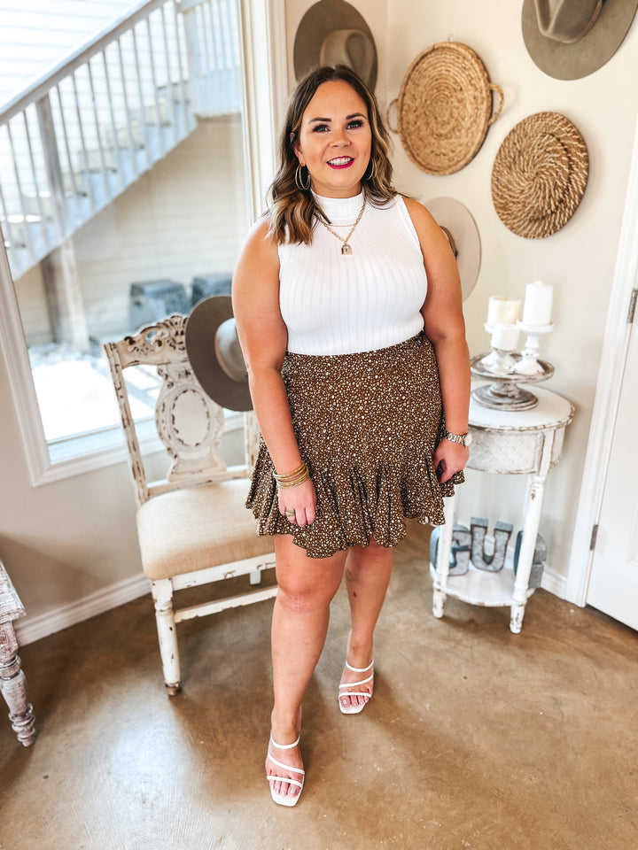 Newest Views Small Leopard Ruffle Skirt in Brown - Giddy Up Glamour Boutique