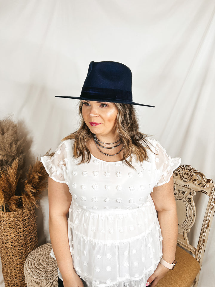 GiGi Pip | Miller Rancher Wool Felt Hat with Velvet Band in Navy - Giddy Up Glamour Boutique