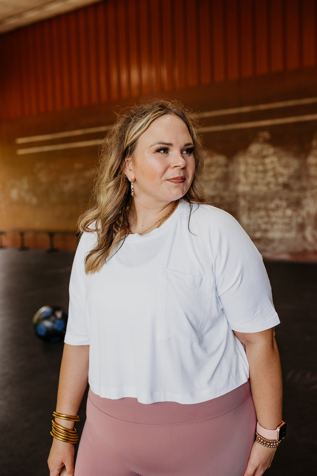 Work Hard Play Hard Short Sleeve Crop Pocket Tee in Off White - Giddy Up Glamour Boutique