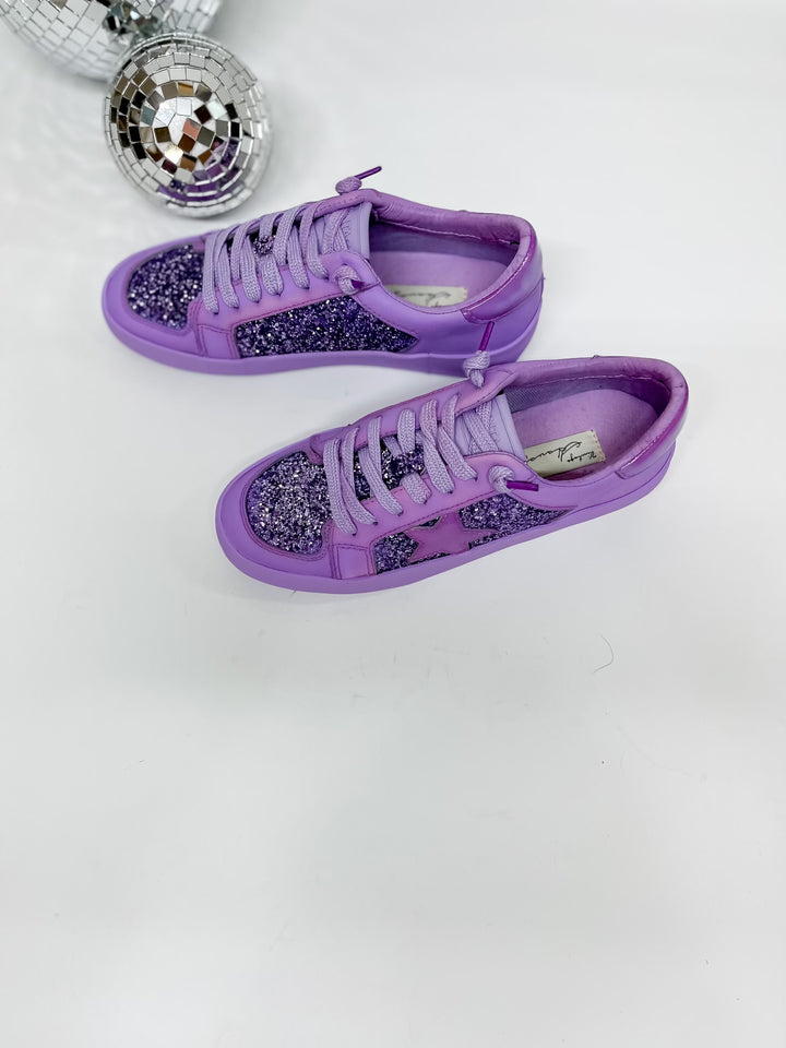Vintage Havana | Alexis Dip Dye Glitter Sneakers in Purple - Giddy Up Glamour Boutique