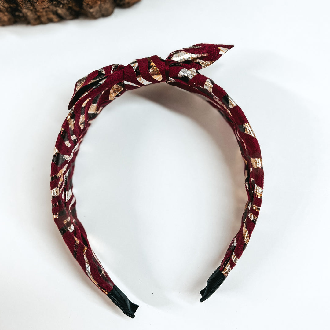 Buy 3 for $10 |  Zebra Gold Foil Headbands with Tie on Plastic Headband - Giddy Up Glamour Boutique