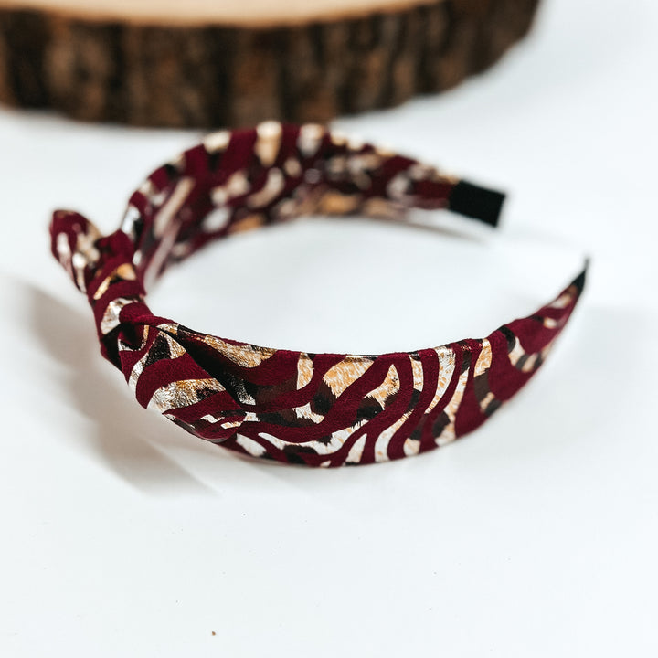 Buy 3 for $10 |  Zebra Gold Foil Headbands with Tie on Plastic Headband - Giddy Up Glamour Boutique