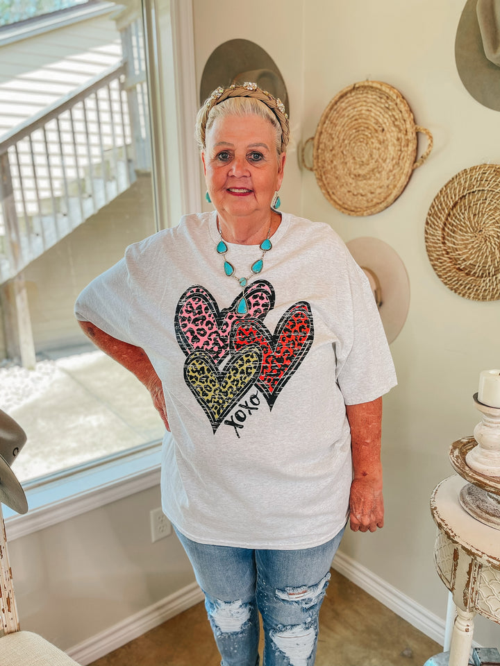 Wild Hearts Leopard Multi Graphic Tee in Heather Grey - Giddy Up Glamour Boutique