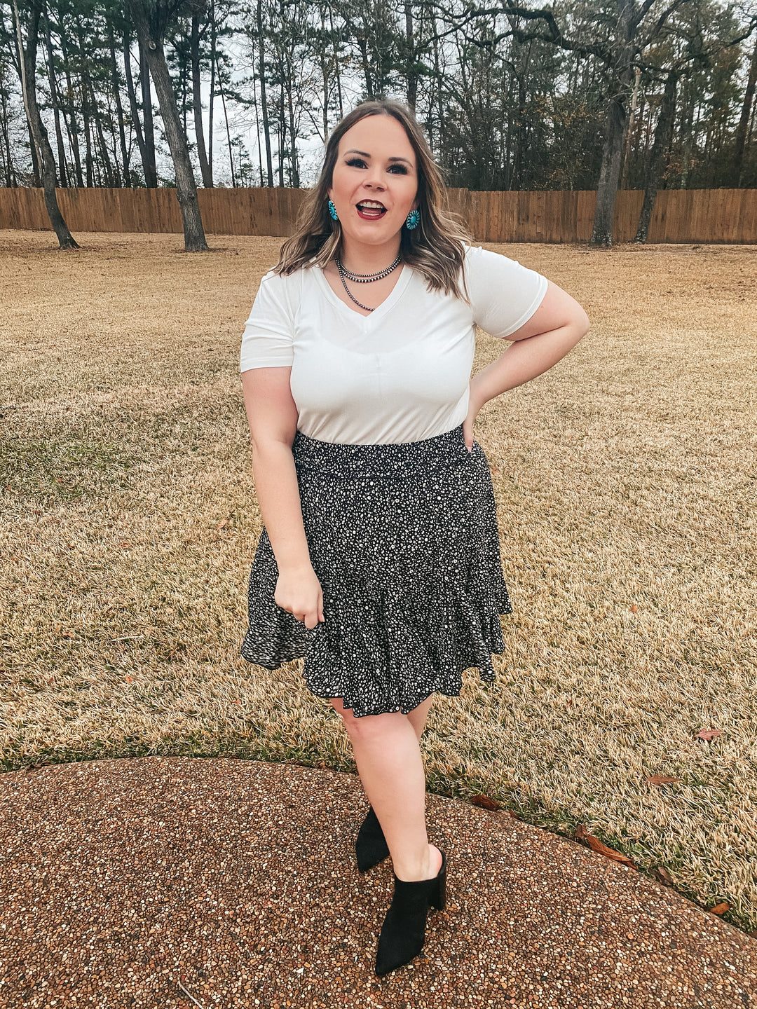 Newest Views Small Leopard Ruffle Skirt in Black - Giddy Up Glamour Boutique