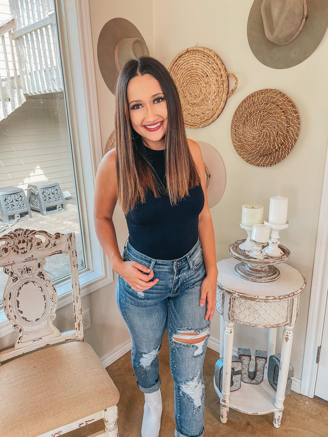 Chill With Me Ribbed Tank Top Body Suit in Black - Giddy Up Glamour Boutique