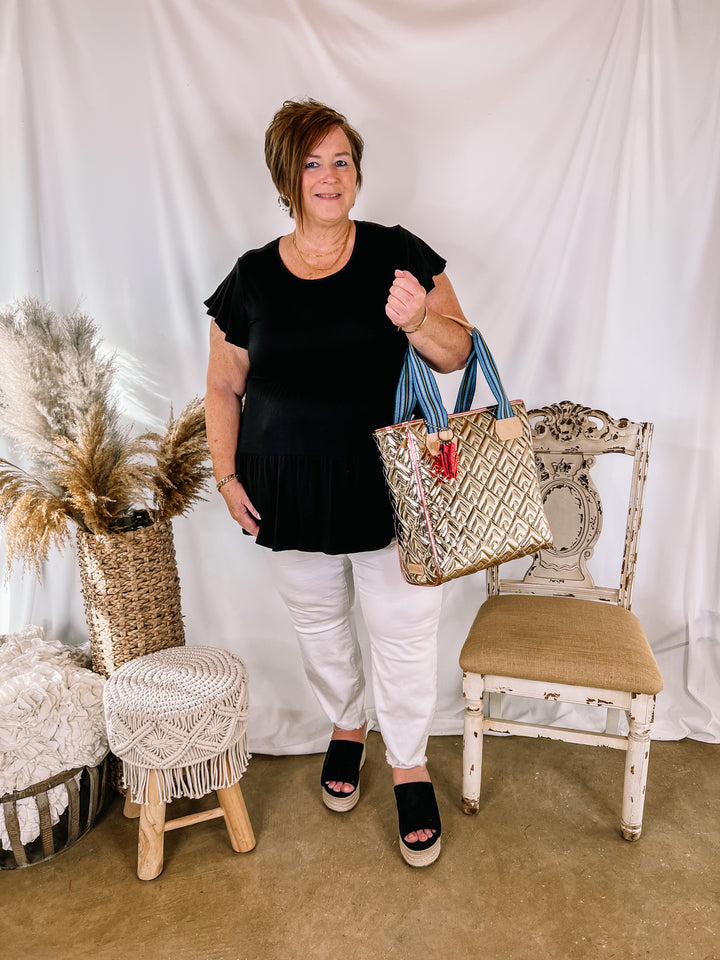 Treat it Right Three Tiered Babydoll Top with Ruffle Cap Sleeves in Black - Giddy Up Glamour Boutique