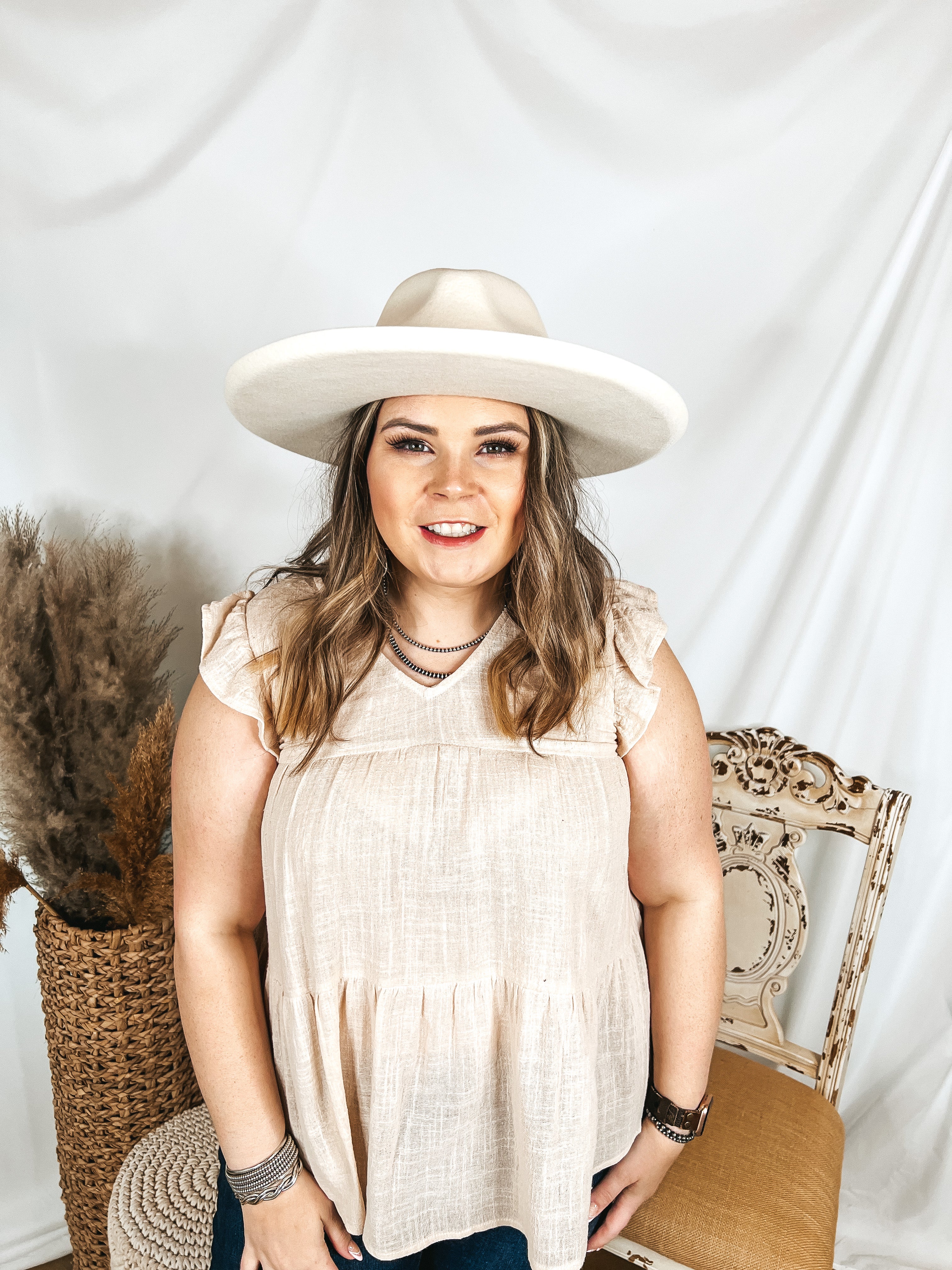 Lack of Color | Melodic Rancher Wool Felt Hat with Flicked Edge in Ivory - Giddy Up Glamour Boutique