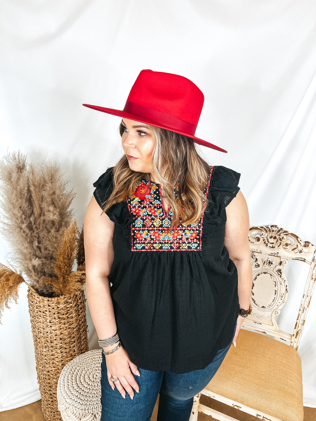 Lack of Color | Ruby Rancher Wool Felt Hat in Red - Giddy Up Glamour Boutique