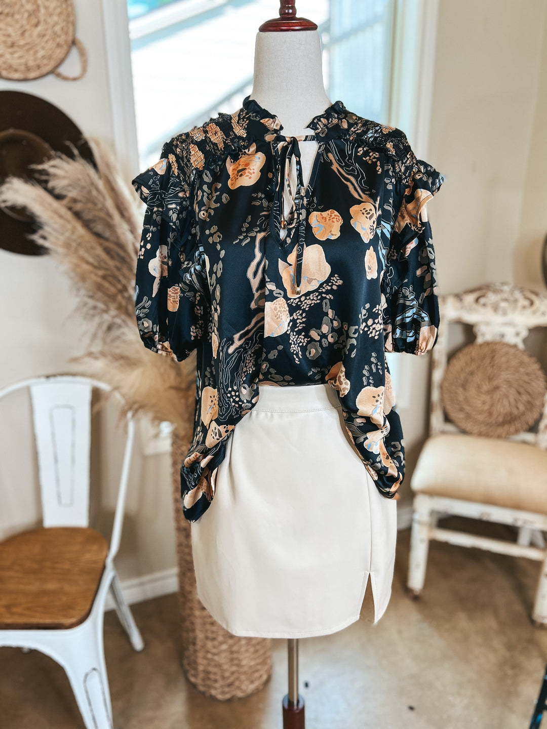 All the Buzz Faux Leather Side Slit Mini Skirt in Cream - Giddy Up Glamour Boutique