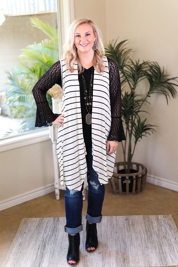 In Line With Style Stripe Vest in Ivory - Giddy Up Glamour Boutique