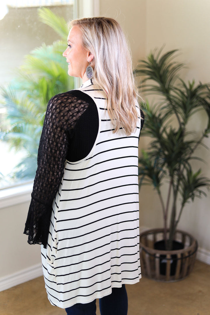 In Line With Style Stripe Vest in Ivory - Giddy Up Glamour Boutique