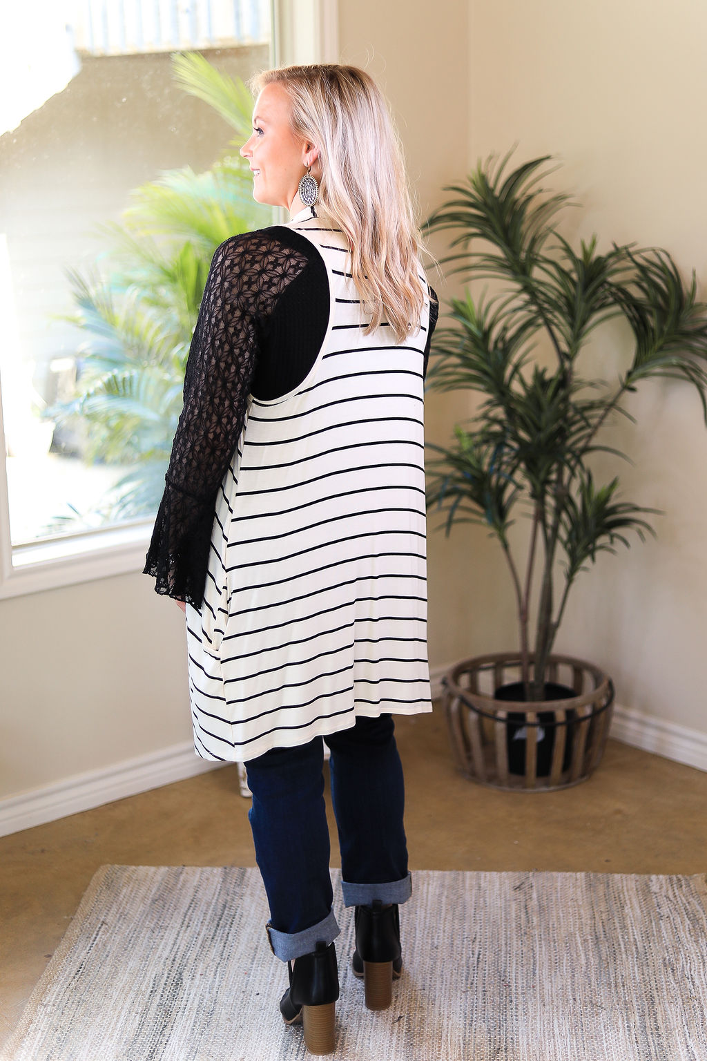 In Line With Style Stripe Vest in Ivory - Giddy Up Glamour Boutique