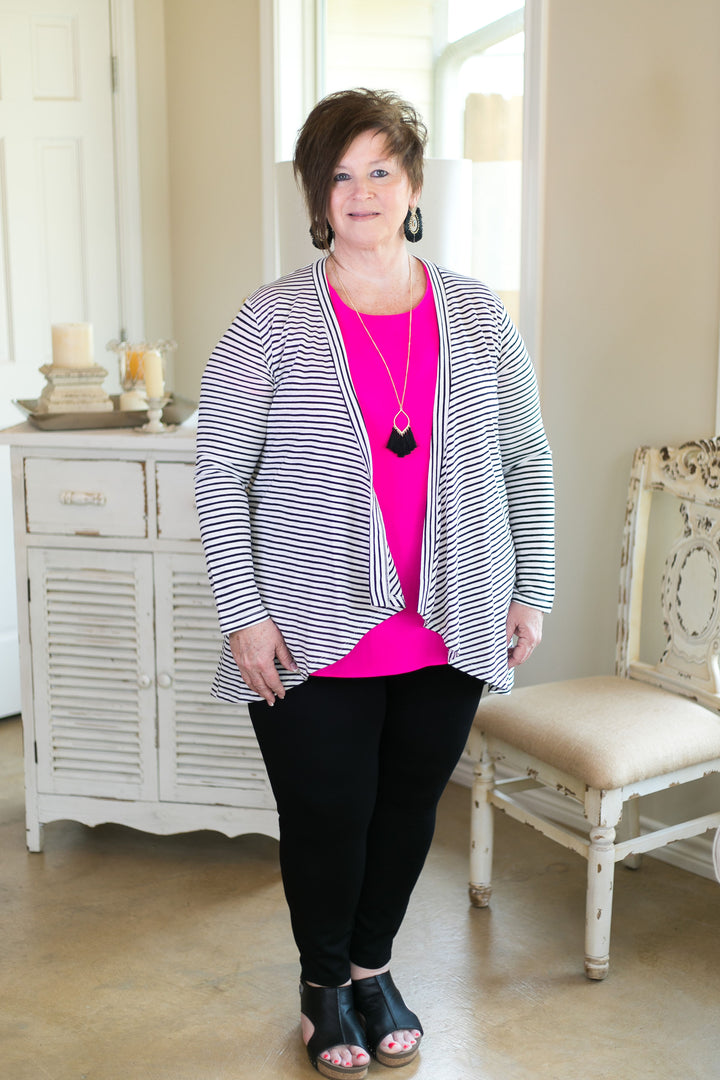 women's plus size kimono duster cover up cardigan sweater boutique trendy affordable cheap american stripe striped stripes black white