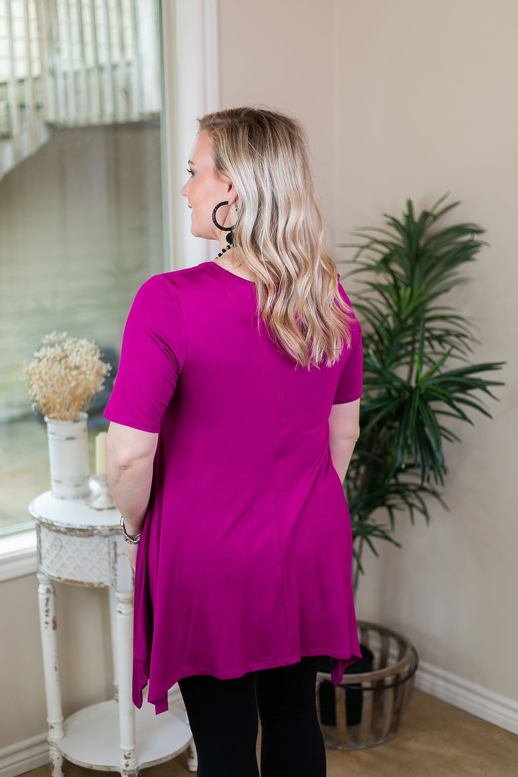 Whenever This Happens Solid Handkerchief Tunic Top in Magenta