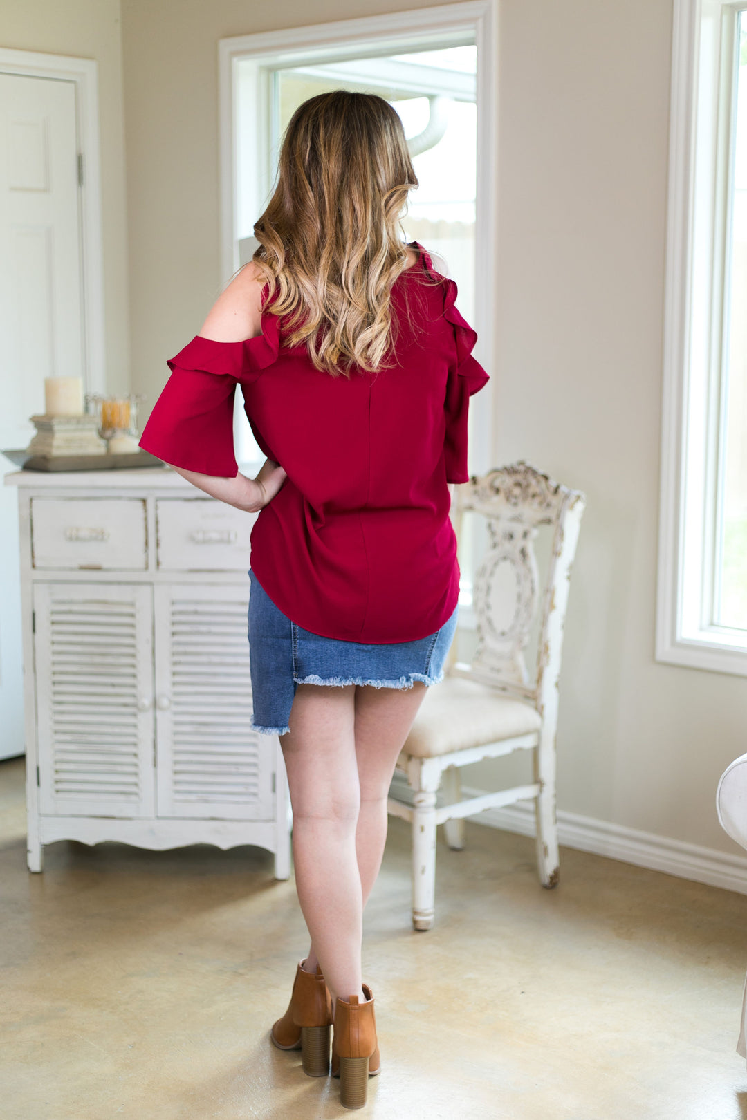 Making Changes Women's trendy plus size boutique clothing affordable boho festival denim skirt frayed edges hem retro medium wash L&B Jeans