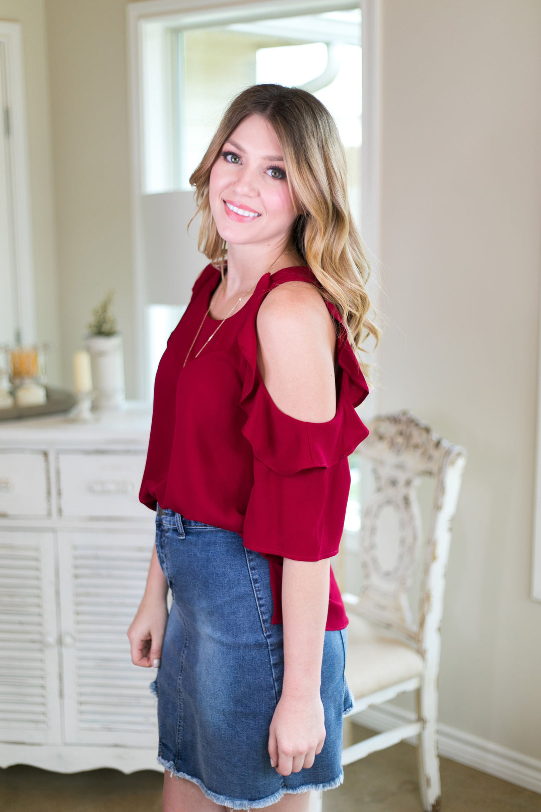 Making Changes Women's trendy plus size boutique clothing affordable boho festival denim skirt frayed edges hem retro medium wash L&B Jeans