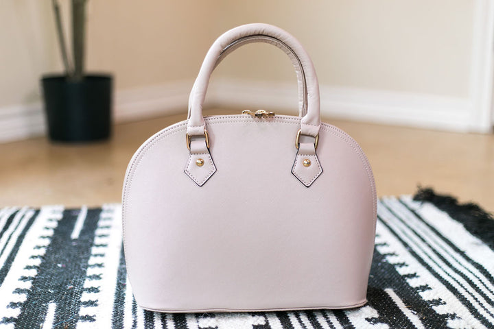 Medium Dome Satchel Purse with Two Handles in Nude - Giddy Up Glamour Boutique