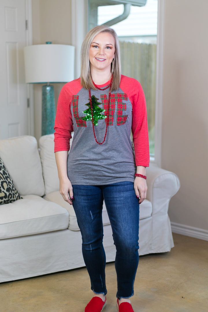 Christmas Love Baseball Raglan Top - Giddy Up Glamour Boutique