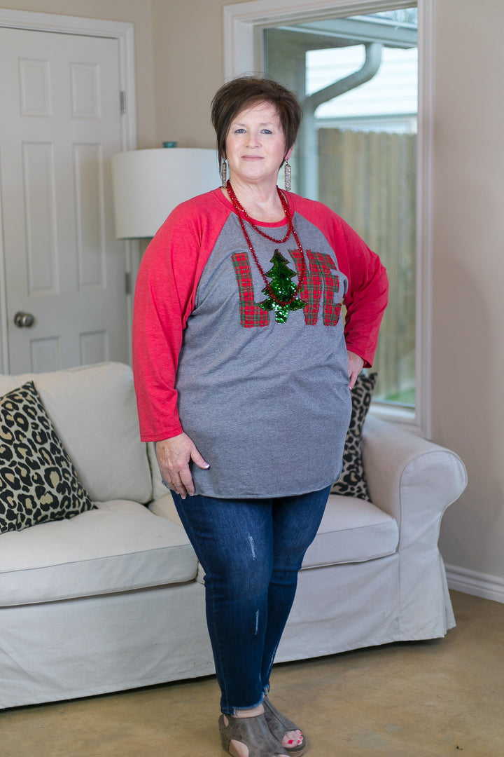 Christmas Love Baseball Raglan Top - Giddy Up Glamour Boutique
