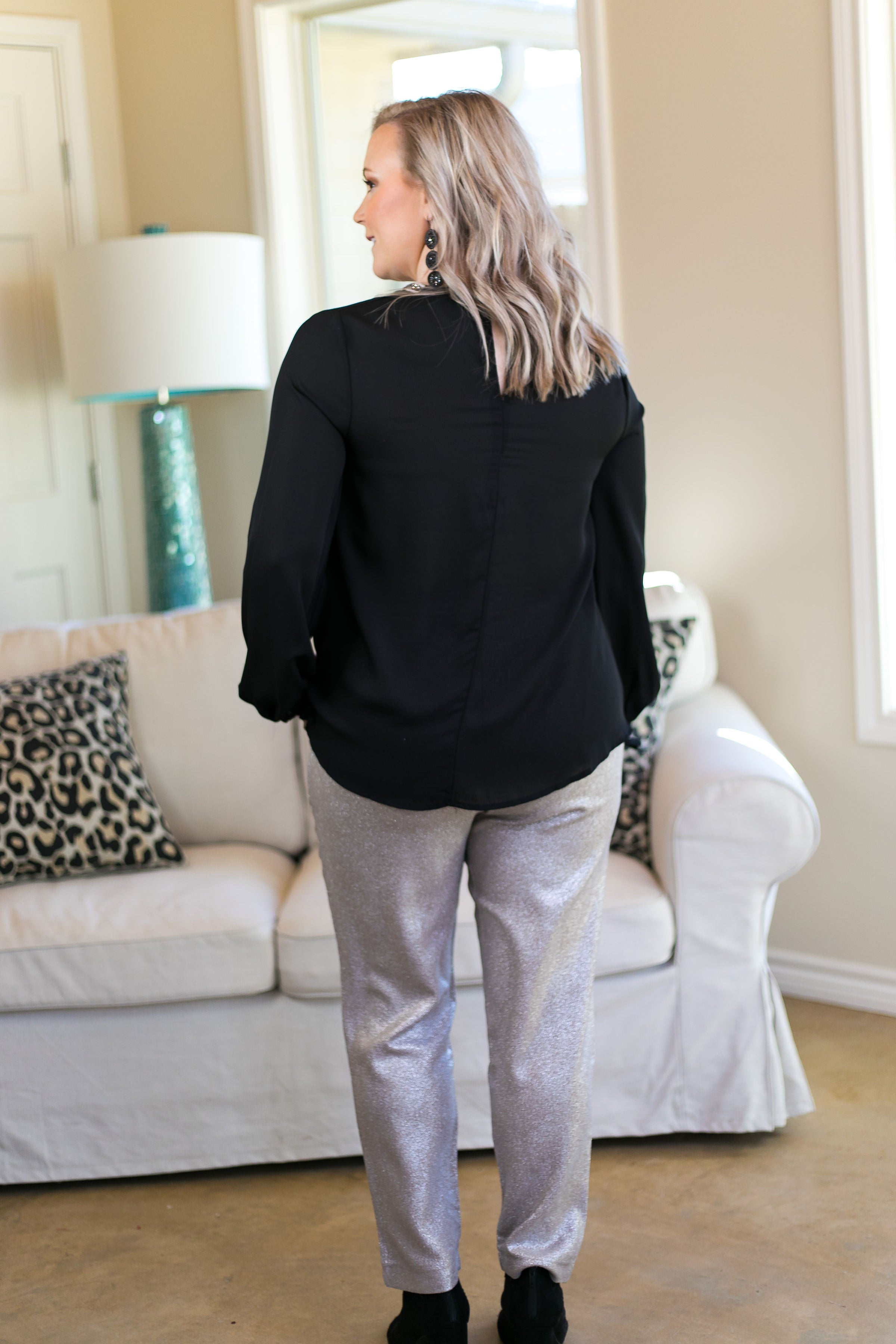 Heartbreak Girl Metallic Pleated Pants in Silver - Giddy Up Glamour Boutique