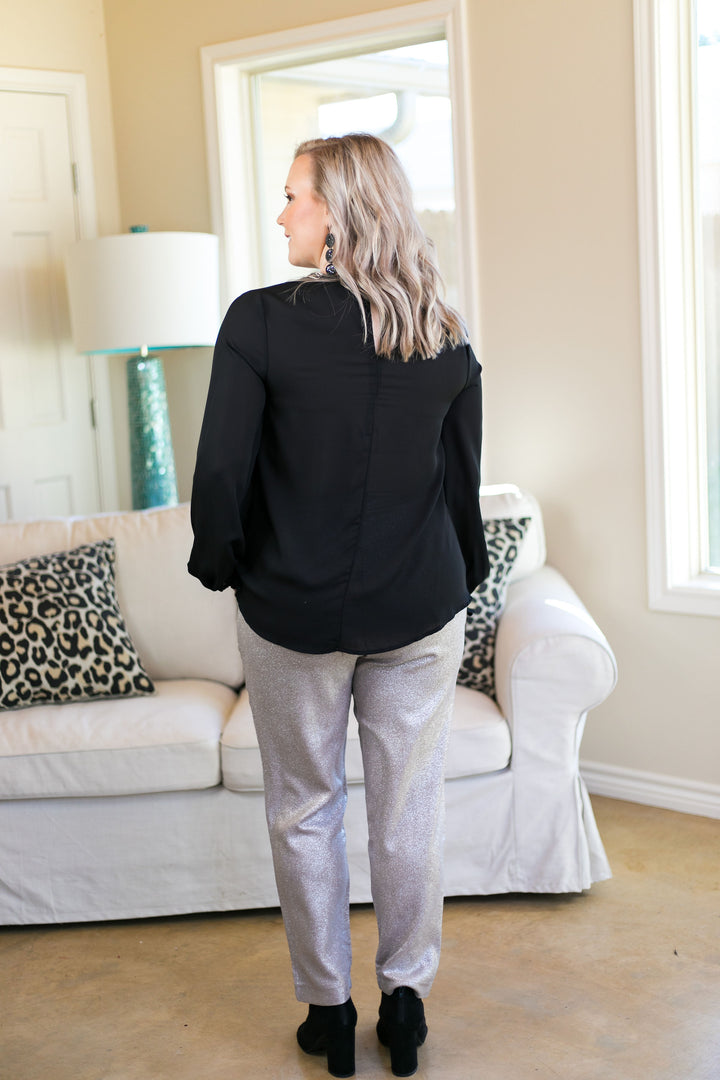 Heartbreak Girl Metallic Pleated Pants in Silver - Giddy Up Glamour Boutique