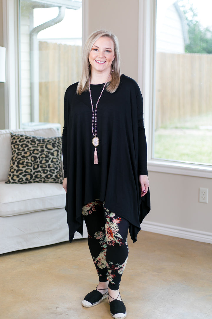 Last Chance Size Small & Med. | Perfect Getaway Handkerchief Top in Black (Oversized) - Giddy Up Glamour Boutique