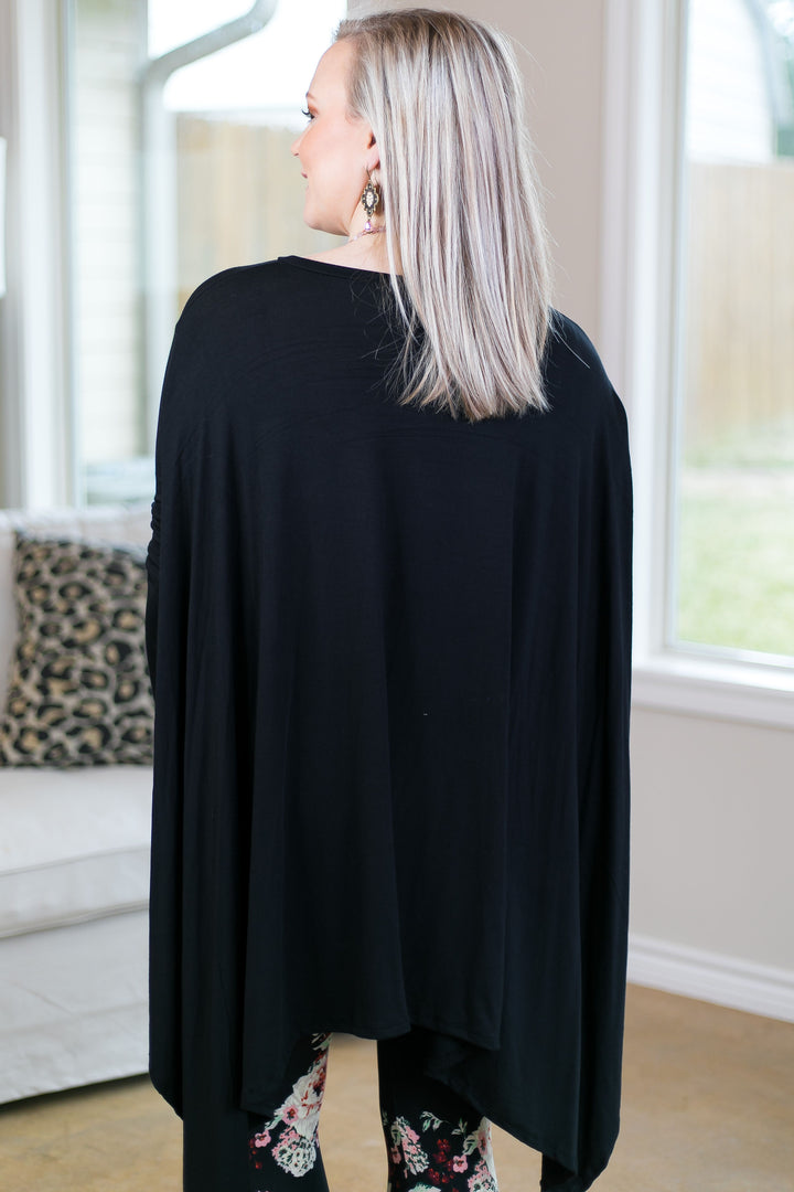 Last Chance Size Small & Med. | Perfect Getaway Handkerchief Top in Black (Oversized) - Giddy Up Glamour Boutique