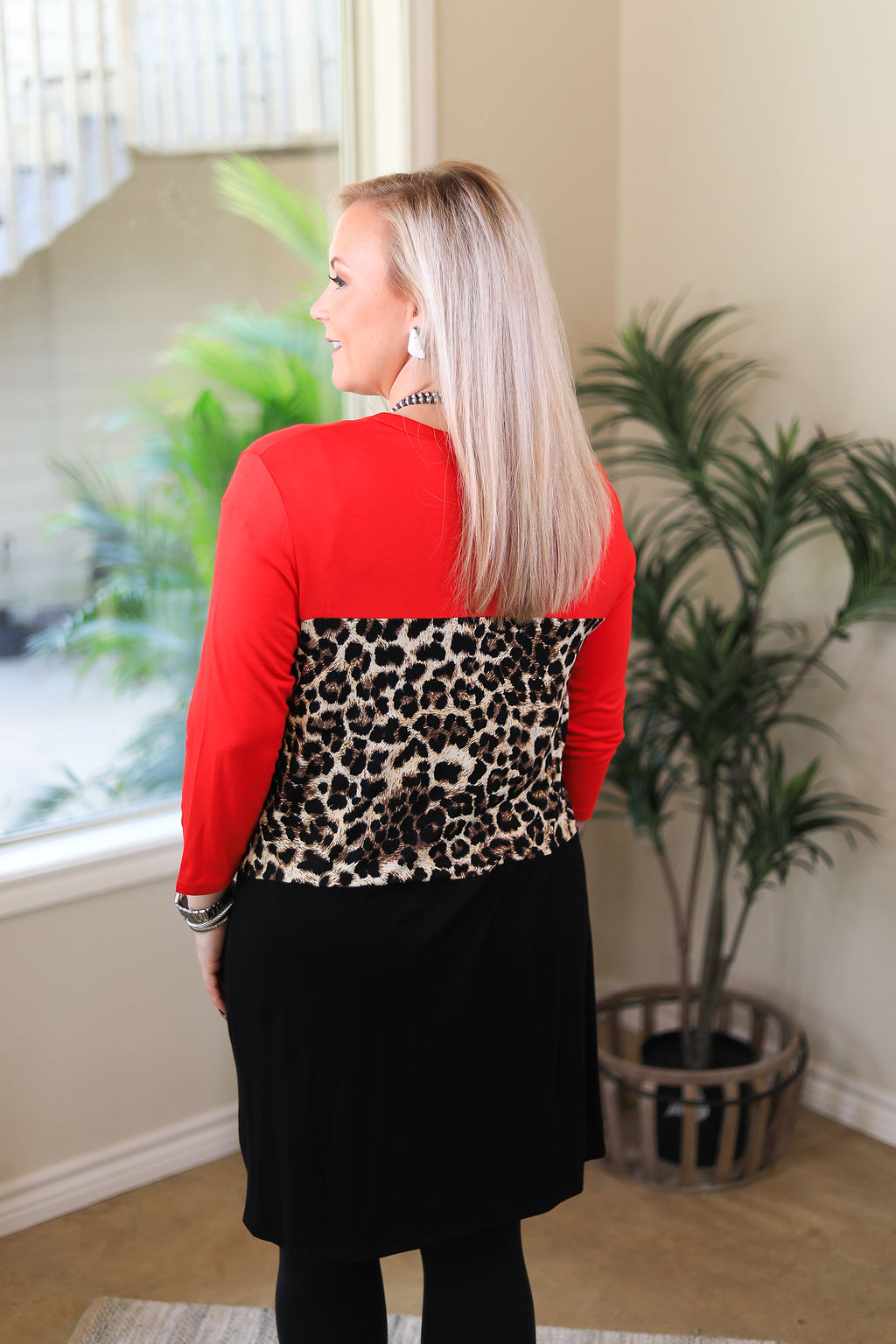 Another Glance Leopard Print Color Block Cardigan in Red - Giddy Up Glamour Boutique