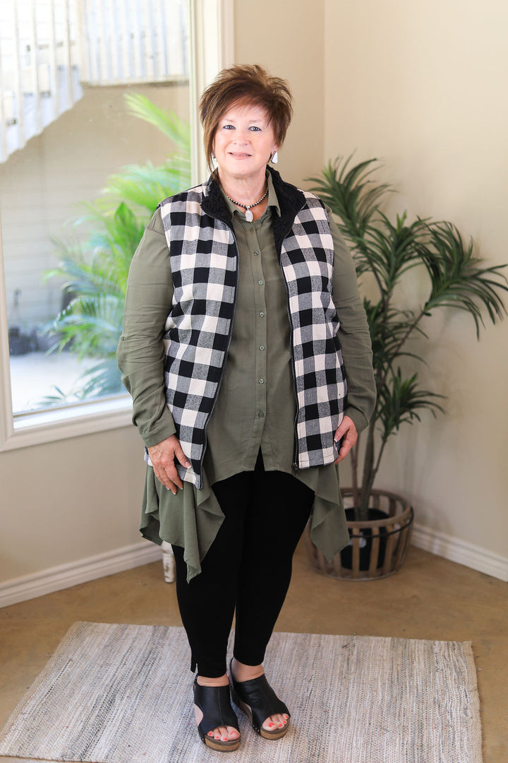 Last Chance Size S & M | Right Impression Linen Button Up Handkerchief Tunic in Olive Green - Giddy Up Glamour Boutique