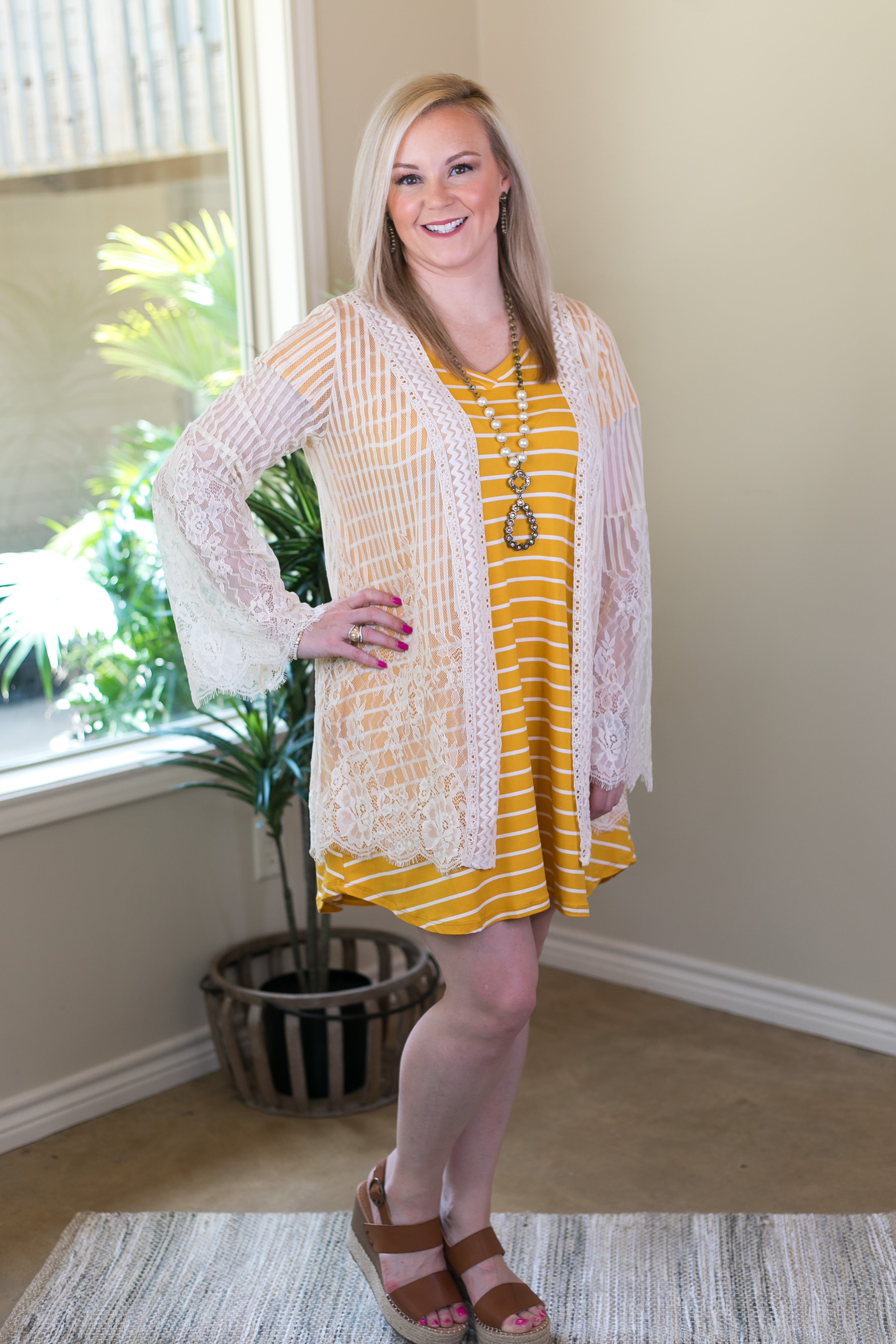 Last Chance Size Small | Beyond Reason Stripe Tee Shirt Dress in Mustard Yellow - Giddy Up Glamour Boutique