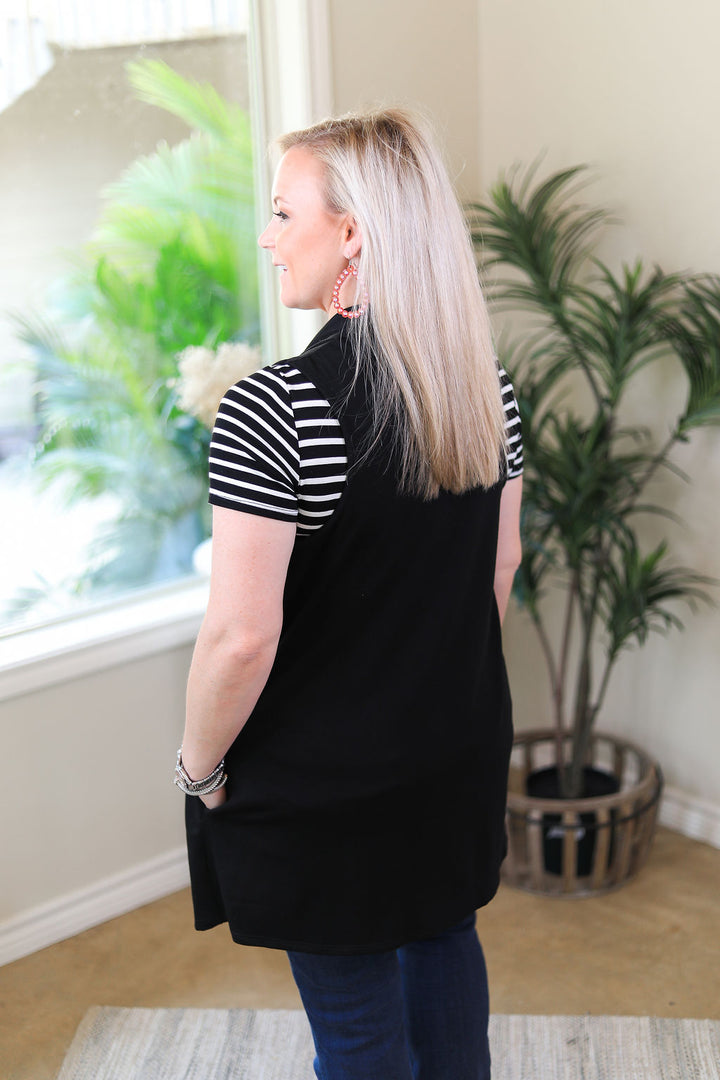 In Line With Style Solid Vest in Black - Giddy Up Glamour Boutique