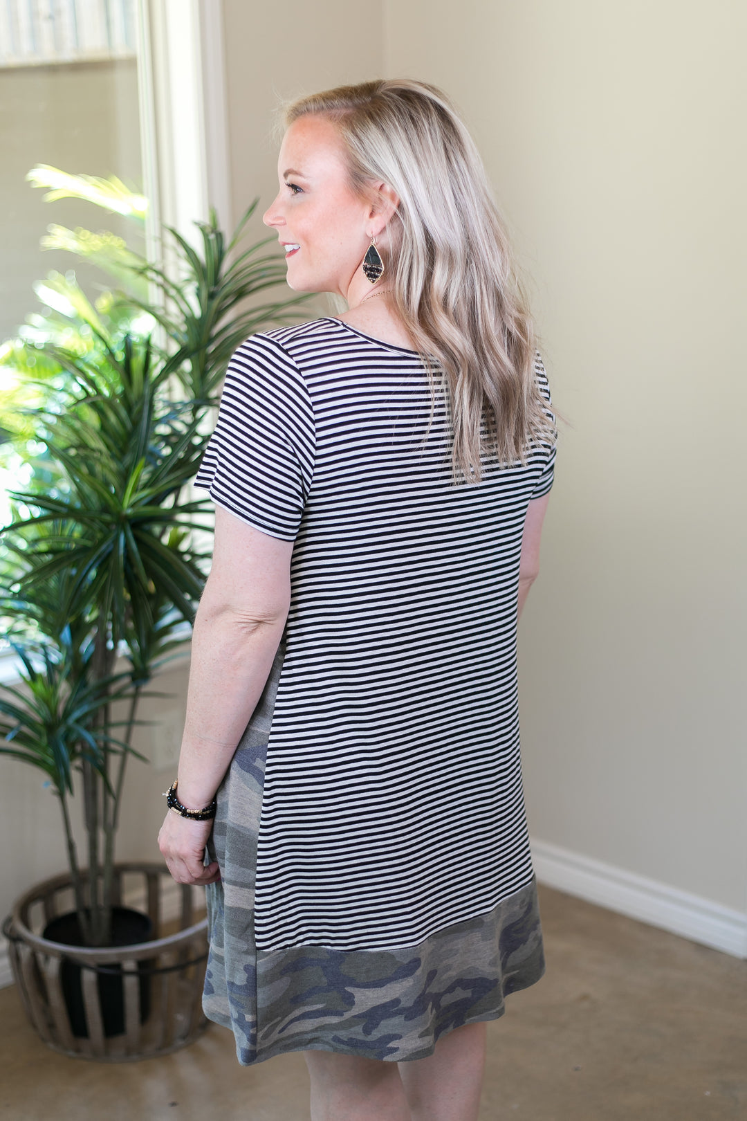 Last Chance Size Small & Medium | It's My Way Stripe and Vintage Camouflage Dress - Giddy Up Glamour Boutique